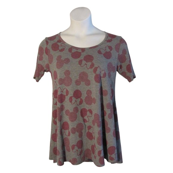 LuLaRoe XXS Disney Gray Pink Minnie Mouse Perfect Tee Stretch - Picture 1 of 3
